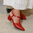Slingback em Couro Clara Vermelho