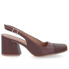 Slingback fem em couro chocolate salto bloco - cód al0703005 Slingback fem em couro chocolate salto bloco - cód al0703005