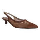 Slingback Feminino Nayre Modas Bico Fino em Tela Salto Baixo 3 cm Elegante CARAMELO 35