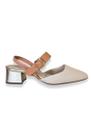 Slingback Off White Caramelo Salto Bloco Bebecê