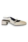 Slingback Off White Salto Bloco Bico Quadrado Lia Line