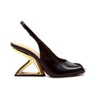 Slingback Peep Toe Couro Preto Cecconello 2773001-2
