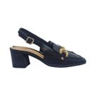 Slingback Preto com adorno dourado