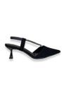 Slingback Preto Com Strass Salto Fino Bebecê