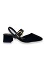 Slingback Preto Nobuck Salto Bloco Bebecê