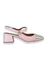Slingback Rosé Prata Salto Bloco Lia Line