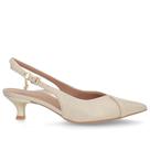 Slingback Salto Baixo Fino Couro - Usaflex