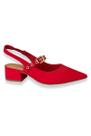Slingback Salto Bloco Baixo Vermelho Nobuck Bebecê