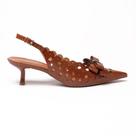 Slingback Sapato da Corte Salto Baixo Vazado Laço