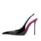 Slingbacks de salto alto para mulheres CAGLGLZ Stiletto preto roxo