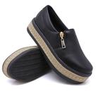 Slip Iate Tenis Casual Feminino Plataforma Zíper Preto