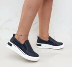 Slip On Tênis Feminino Iate Calce Fácil C/Elastico Preto