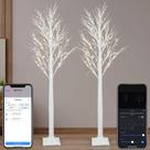 Smart Birch Tree Aoycocr de 6 pés com 120 luzes LED, 18 modos, 2 unidades