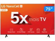 Smart TV 75" 4K NanoCell LG 75NANO80TSA WebOS 24 Processador α5 Ger7 Wi-Fi Bluetooth com Alexa 3 HDMI 2 USB