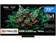 Smart TV 75" TCL 4K UHD MiniLED 75C7K 144Hz Google TV AiPQ Pro Google Assistente 4 HDMI
