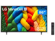 Smart TV 86" LG 4K Ultra HD NANO 86NANO80ASA webOS 25 α7 AI Processor 4K Gen8 Alexa 3 HDMI 2 USB Smart TV 86" LG 4K Ultra HD NANO 86NANO80ASA webOS 25 α7 AI Processor 4K Gen8 Alexa 3 HDMI 2 USB