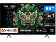 Smart TV 98" TCL UHD 4K MINILED 98C6K 120Hz Google TV AiPQ Pro Google Assistente 4 HDMI 2 USB