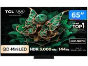 Smart TV TCL 65 Polegadas QLED Mini LED 4K C7K WiFi Bluetooth Google TV 4 HDMI 144Hz HDR10 65C7K