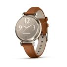 Smartwatch Relógio Garmin Lily 2 (2024) Dourado Pulseira Marrom de Couro com Monitor de Atividades