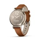 Smartwatch Relógio Garmin Lily 2 (2024) Dourado Pulseira Marrom de Couro com Monitor de Atividades