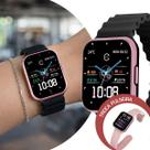 Smartwatch Relógio Inteligente Digital Feminino de Pulso Kit com 2 Pulseiras de Silicone nas Cores Preto e Rosa Champion