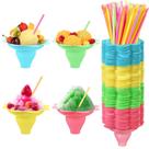 Snow Cone Cup Boao, 200 unidades de flores coloridas com colher, palha, 200 ml