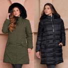 Sobretudo Alongado Puffer Dupla Face com Capuz Peluciado COR:VERDE MILITAR-PRETOTAMANHO:M