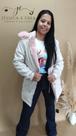 Sobretudo Dupla Face Feminino (Off/Rosa)/Sarja / Tamanho Único (Veste P ao G