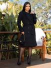 Sobretudo Feminino Casaco Longo de Frio Elegante Suede Cor:PretoTamanho:G1