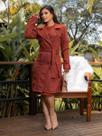 Sobretudo Feminino Casaco Longo de Frio Elegante Suede Cor:TerracotaTamanho:G Sobretudo Feminino Casaco Longo de Frio Elegante Suede Cor:TerracotaTamanho:G