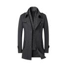 Sobretudo Masculino Elegante E Versátil De Lã Com Cachecol Para Outono Inverno, Moda Casual E