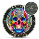 Sobriety Coin IELCJJ Rainbow Skull 1 Year Grateful I'm Alive