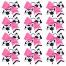 Soccer Cheer Bows Aileam de 8 polegadas para meninas, 12 unidades branco e rosa