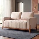 Sofá 02 Lugares Living Áustria Tecido Linho Cinza Claro 1,40M