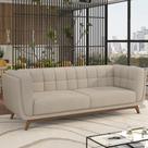 Sofá 02 Lugares Para Sala De Estar Pés Em Madeira 180cm Florian M03 Linho Cru- Lyam Decor