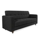 Sofá 03 Lugares Arezzo Suede Preto Pés Chanfrado Tabaco - D'rossi