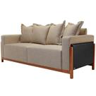 Sofá 03 Lugares Para Sala De Estar 178 cm Khali B04 Linho Bege Escuro material sintético Preto - Lyam