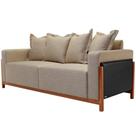 Sofá 03 Lugares Para Sala De Estar 178 cm Khali B04 Linho Bege Escuro material sintético Preto - Lyam