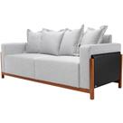 Sofá 03 Lugares Para Sala De Estar 178 cm Khali B04 Linho Cinza material sintético Preto - Lyam