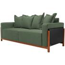 Sofá 03 Lugares Para Sala De Estar 178 cm Khali B04 Linho Verde material sintético Preto - Lyam