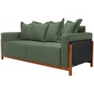 Sofá 03 Lugares Para Sala De Estar 178 cm Khali B04 Linho Verde material sintético Preto - Lyam