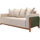 Sofá 03 Lugares Para Sala De Estar 198 cm Khali B04 Linho Bege material sintético Verde - Lyam