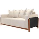 Sofá 03 Lugares Para Sala De Estar 198 cm Khali B04 Linho Cru material sintético Preto - Lyam
