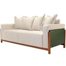 Sofá 03 Lugares Para Sala De Estar 198 cm Khali B04 Linho Cru material sintético Verde - Lyam