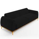 Sofá 03 Lugares Para Sala de Estar Kiev 210 cm D02 Veludo Preto D-300 - Lyam Decor