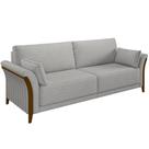 Sofá 03 Lugares Para Sala De Estar Pés Em Madeira 222 cm Stefan M03 Linho Cinza - Lyam Decor