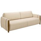 Sofá 03 Lugares Para Sala De Estar Pés Em Madeira 223 cm Flora M03 Linho Bege - Lyam Decor