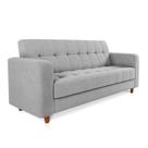 Sofá 03 Lugares Suede Pés Chanfrado Castanho Cor Cinza