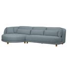 Sofá 05 Lugares 330cm Arizona com Chaise Direito Bouclé Azul Claro - Nexta Casa