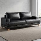 Sofá 160cm 2 Lugares Pés Curvos Santi Sintético D05 Preto - Mpozenato